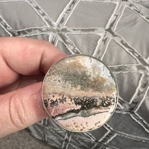 Sterling silver ocean jasper polka dot ring